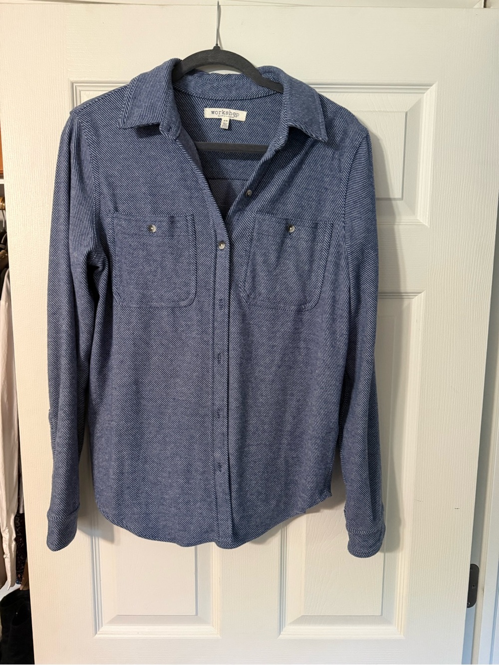 Workshop Republic Clothing Blue Button-Down Herringbone Shirt